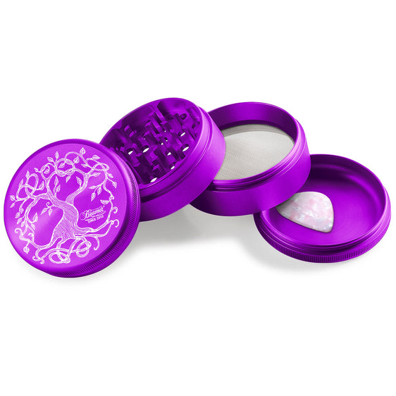 Beamer Aircraft Grade Aluminum 63MM Grinder - Tree of Life - Purple