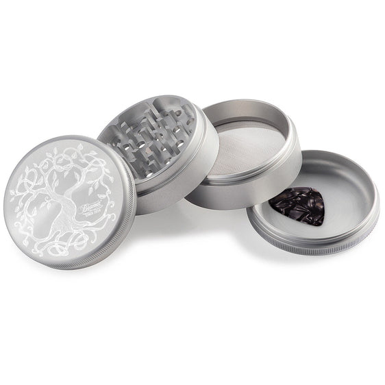 Beamer Aircraft Grade Aluminum 63MM Grinder - Tree of Life - Silver