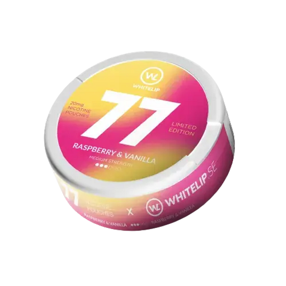 77 Nicotine Pouches Raspberry & Vanilla 10mg - 5 Pack