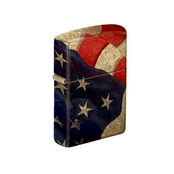 Zippo Lighter - All over American Flag Brass Finish