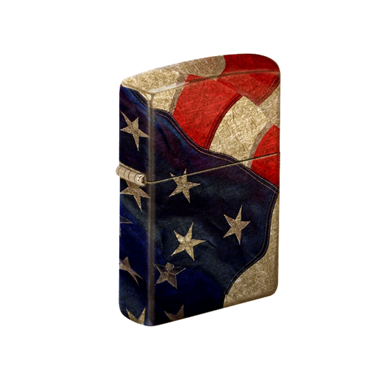 Zippo Lighter - All over American Flag Brass Finish