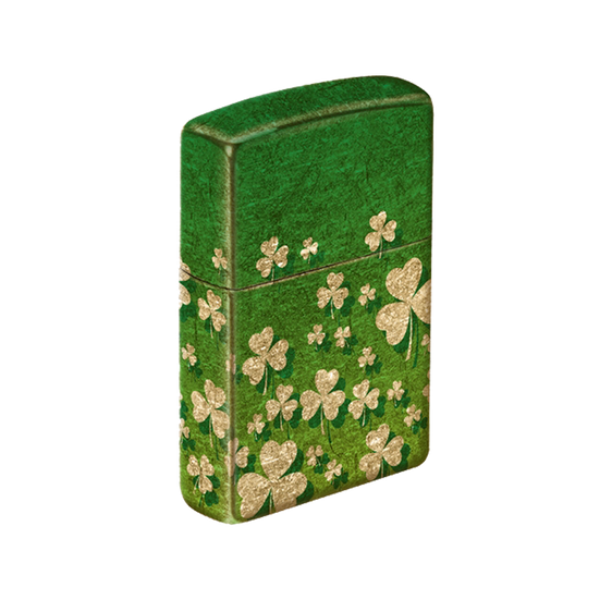 Zippo Lighter - Ombre Green Shamrock Brass Finish