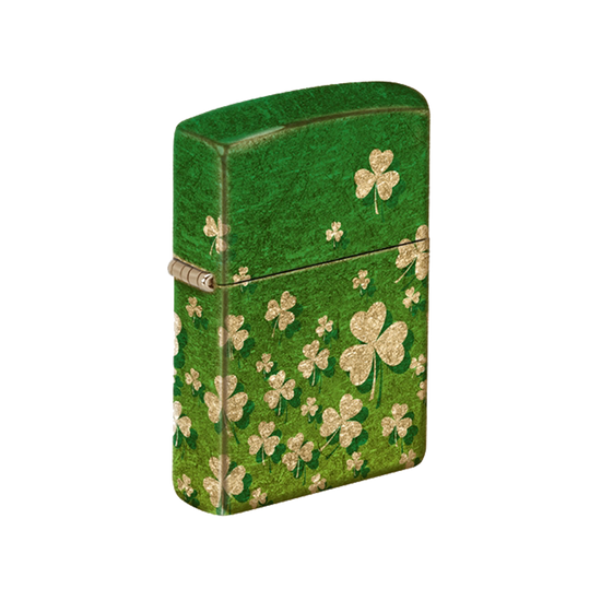 Zippo Lighter - Ombre Green Shamrock Brass Finish