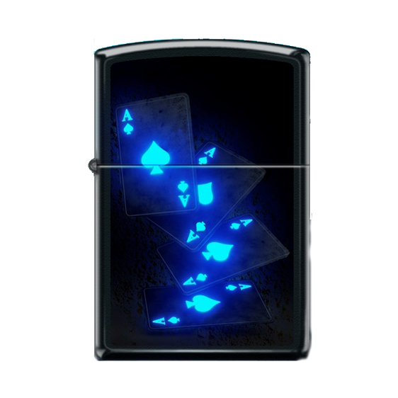 Zippo Lighter - Black Light Four Ace of Spades