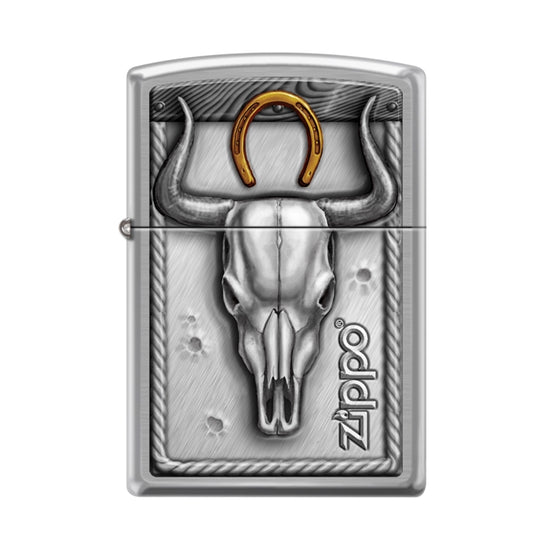 Zippo Lighter - Bull Skull & Horseshoe