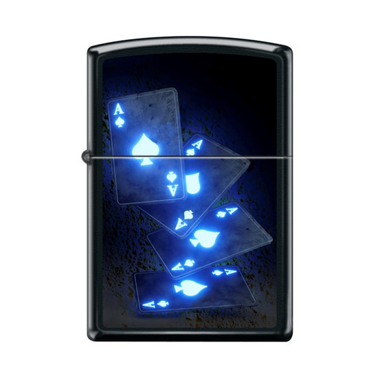 Zippo Lighter - Black Light Four Ace of Spades