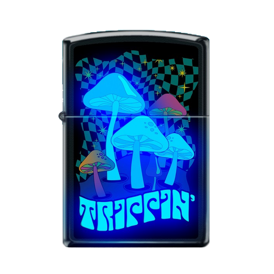 Zippo Lighter - Black Light Trippin' Mushrooms