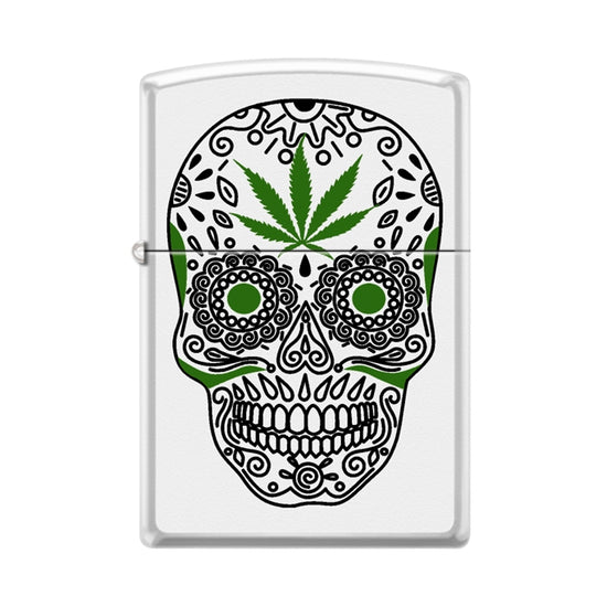 Zippo Lighter - Black Light Cannabis Sugar Skull