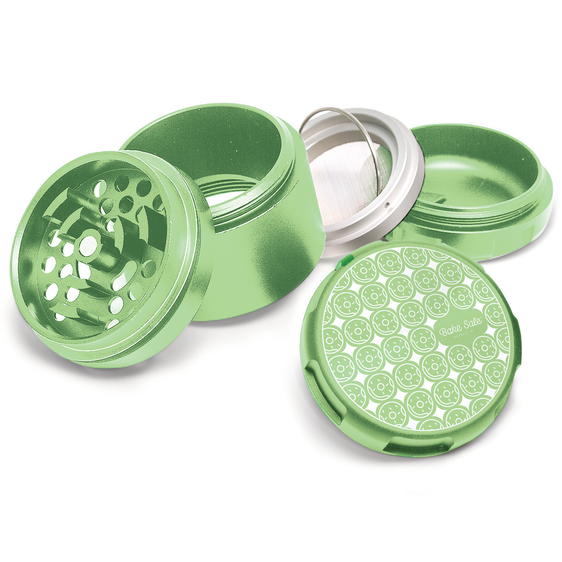 Bake Sale - Donut Pattern - 5 Piece 63MM Aluminum Herb Grinder - Green