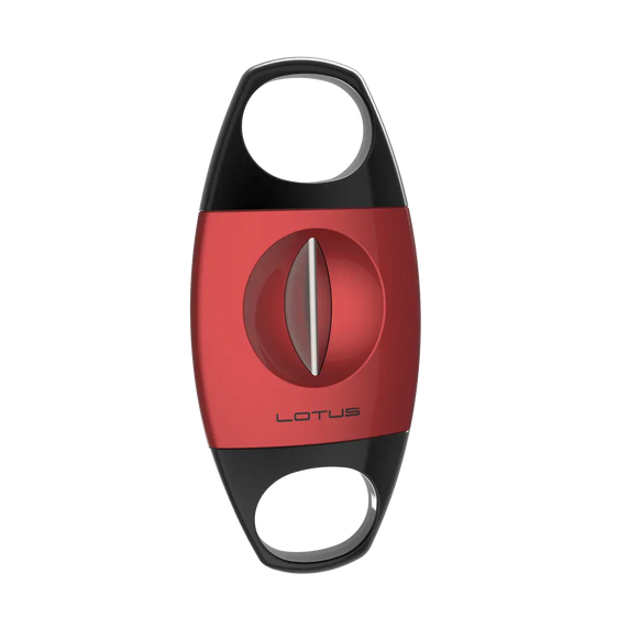 Lotus Jaws Serrated V-Cut Cigar Cutter - Anodized Red & Black Matte