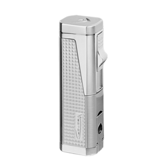 Vector Urbano Triple Flame Torch Lighter with Cigar Punch - Chrome Satin