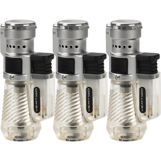 Vertigo Cyclone Triple Torch Lighter - Clear - 3 Pack