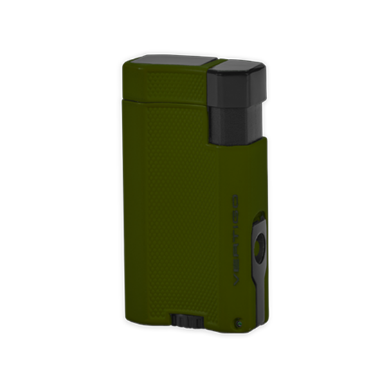 Vertigo Delegate Double Flame Torch Lighter with Cigar Punch - Green Crackle