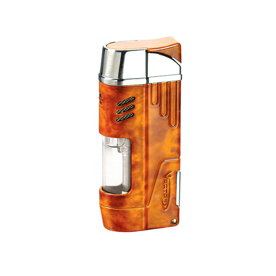 Vector Delta Dual Flame Torch Lighter with Cigar Punch - Mahogany Marble