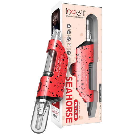 Lookah Seahorse Pro Plus - Electric Nectar Collector - Red & Black Spatter