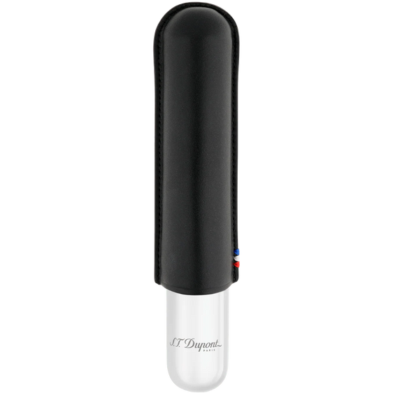 S.T. Dupont 1-Cigar Leather Case – Black & Chrome