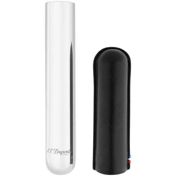 S.T. Dupont 1-Cigar Leather Case – Black & Chrome
