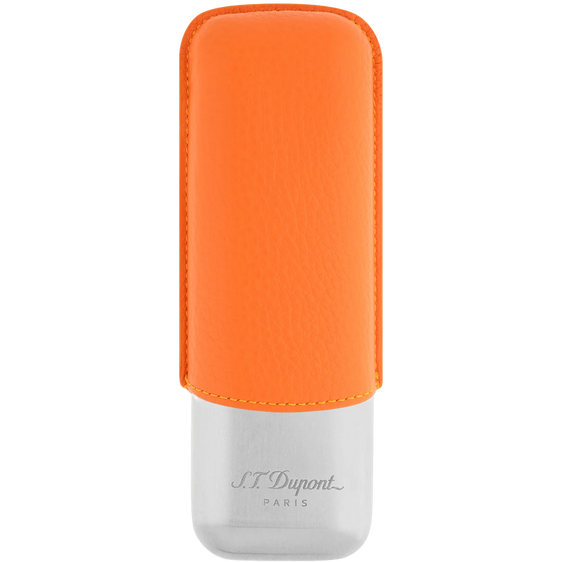 S.T. Dupont Double Cigar Case – Orange Grained & Chrome