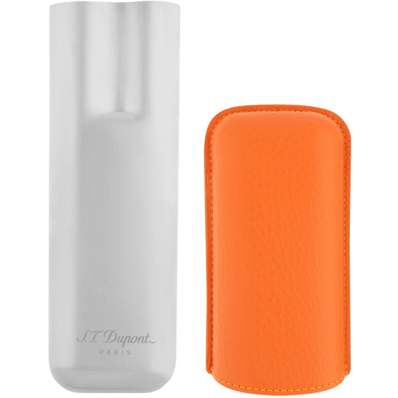 S.T. Dupont Double Cigar Case – Orange Grained & Chrome