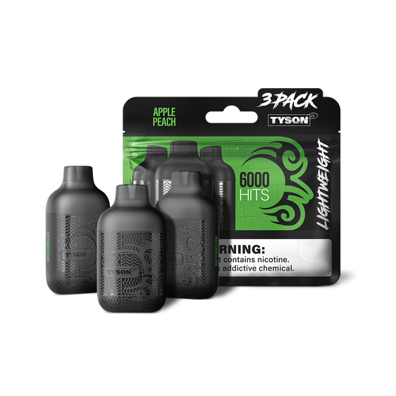 Tyson 2.0 Lightweight 6000 Hits 3 Pack Vape - Apple Peach