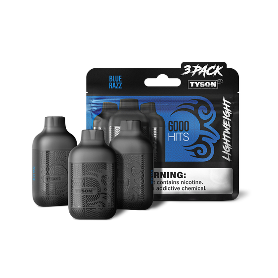 Tyson 2.0 Lightweight 6000 Hits 3 Pack Vape Blue Razz
