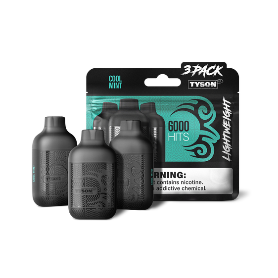 Tyson 2.0 Lightweight 6000 Hits 3 Pack Vape - Cool Mint