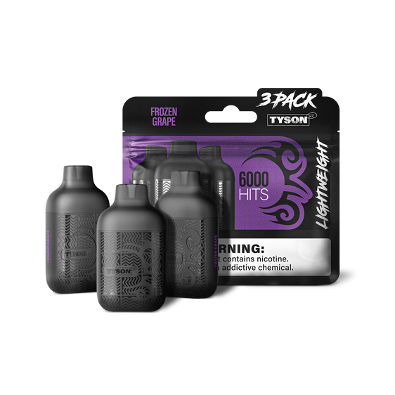 Tyson 2.0 Lightweight 6000 Hits 3 Pack Vape - Frozen Grape