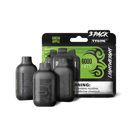 Tyson 2.0 Lightweight 6000 Hits 3 Pack Vape - Green Apple