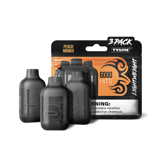 Tyson 2.0 Lightweight 6000 Hits 3 Pack Vape - Peach Mango