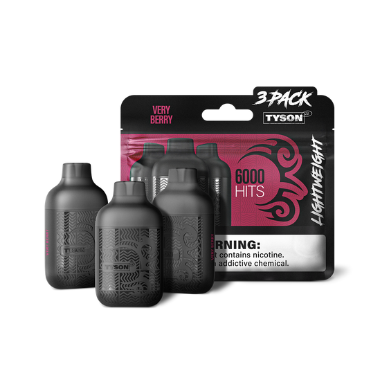 Tyson 2.0 Lightweight 6000 Hits 3 Pack Vape - Very Berry