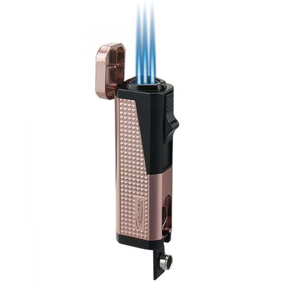 Vector Urbano Triple Flame Torch Lighter with Cigar Punch Rose Gold