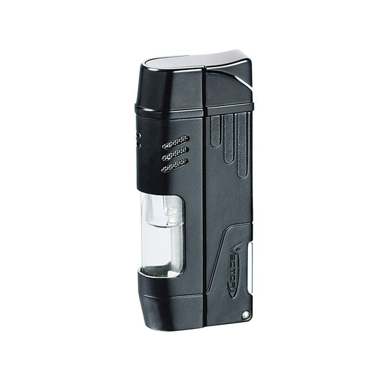 Vector Delta Dual Flame Torch Lighter with Cigar Punch - Black Matte