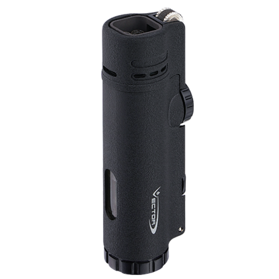 Vector Warcraft Quad Flame Torch Lighter with Cigar Punch - Black Crackle