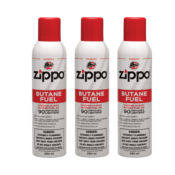 Zippo Odorized Butane Fuel 9.8 fl oz - 3 Pack