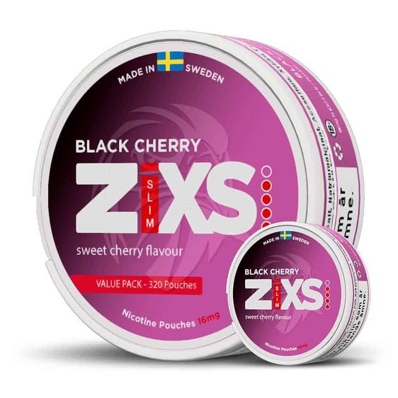 Zixs Nicotine Pouches Mega Cans Black Cherry - 320 Pouches 8MG