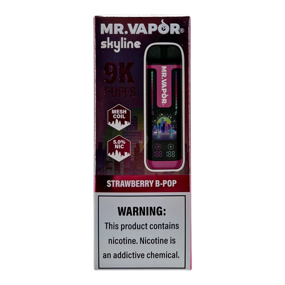 Mr. Vapor Skyline - 9,000 Puff Disposable Vape - Strawberry B-POP