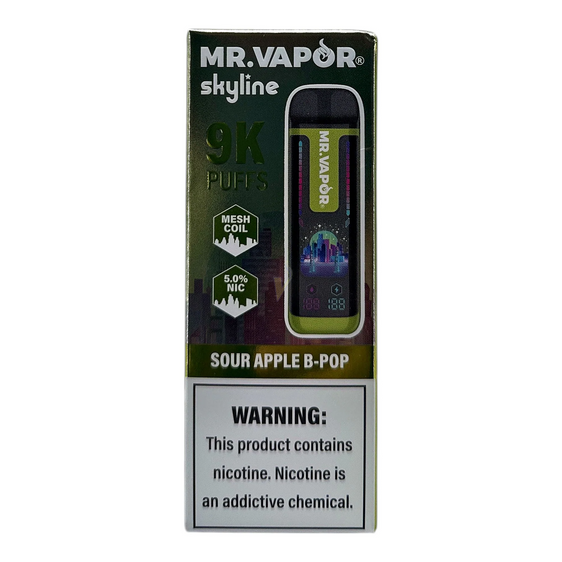 Mr. Vapor Skyline - 9,000 Puff Disposable Vape - Sour Apple B-Pop