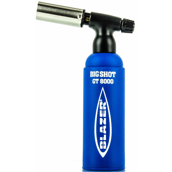The Big Shot Anti-Flare Butane Torch Lighter by Blazer Blue w White Glow