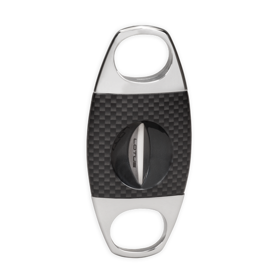 Lotus Jaws Serrated V-Cut Cigar Cutter - Black Carbon Fiber & Chrome