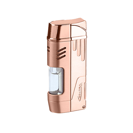Vector Delta Dual Flame Torch Lighter with Cigar Punch Rose Gold Satin
