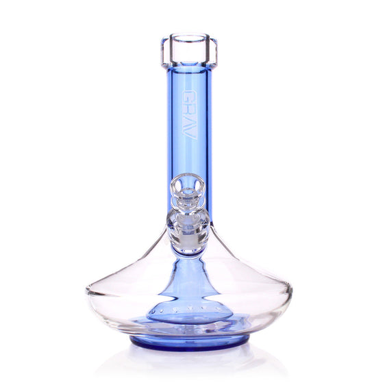GRAV FISSION DOWNSTEM PERC SMALL WIDE BASE BONG - 14mm Blue
