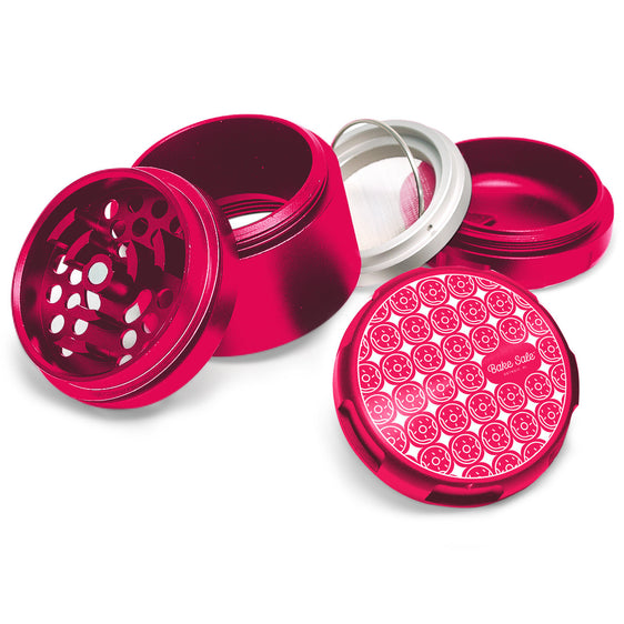 Bake Sale - Donut Pattern - 5 Piece 63MM Aluminum Herb Grinder - Pink