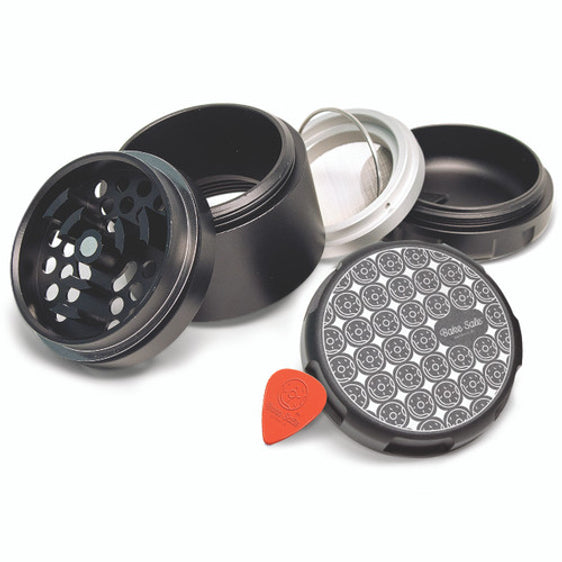Bake Sale - Donut Pattern - 5 Piece 63MM Aluminum Herb Grinder - Black