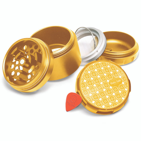 Bake Sale - Donut Pattern - 5 Piece 63MM Aluminum Herb Grinder Gold