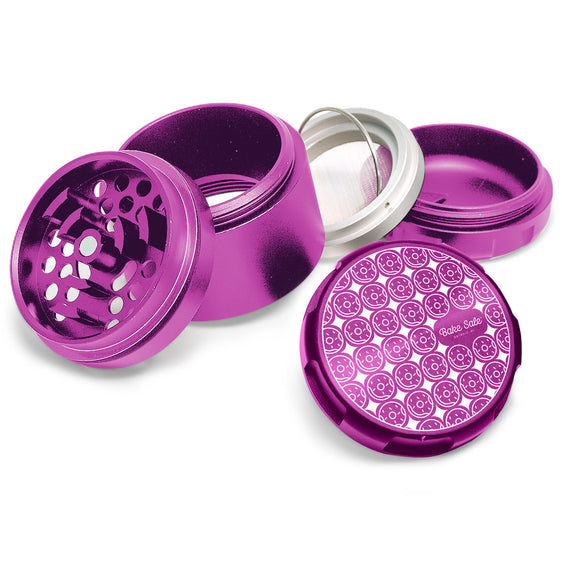 Bake Sale - Donut Pattern - 5 Piece 63MM Aluminum Herb Grinder - Purple