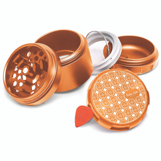 Bake Sale - Donut Pattern - 5 Piece 63MM Aluminum Herb Grinder - Orange