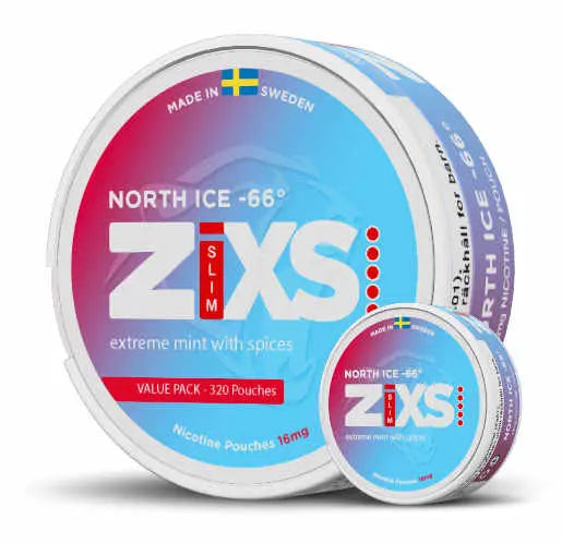Zixs Nicotine Pouches Mega Cans North Ice - 320 Pouches 12MG