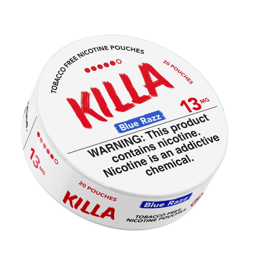 killa tobacco Blue Razz 13mg Nicotine Pouches (5 Pack) Killa Exclusive Cold Dry Nicotine