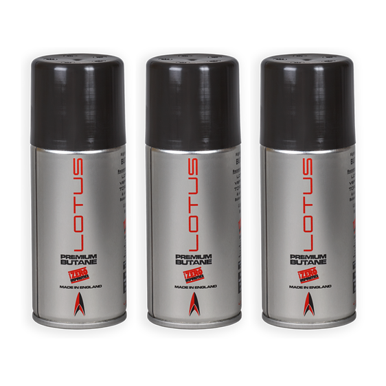 Lotus Premium Butane Gas 150mL - 3 Pack