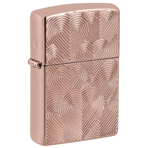 Zippo Lighter - Engraved Hearts
